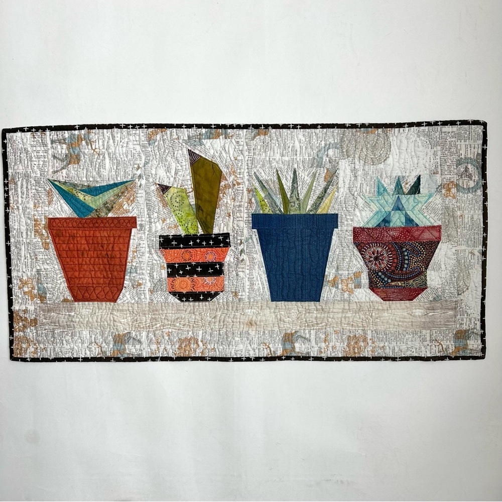 Quilted Succulent Shelf Wall Hanging Material Girl Quilts
